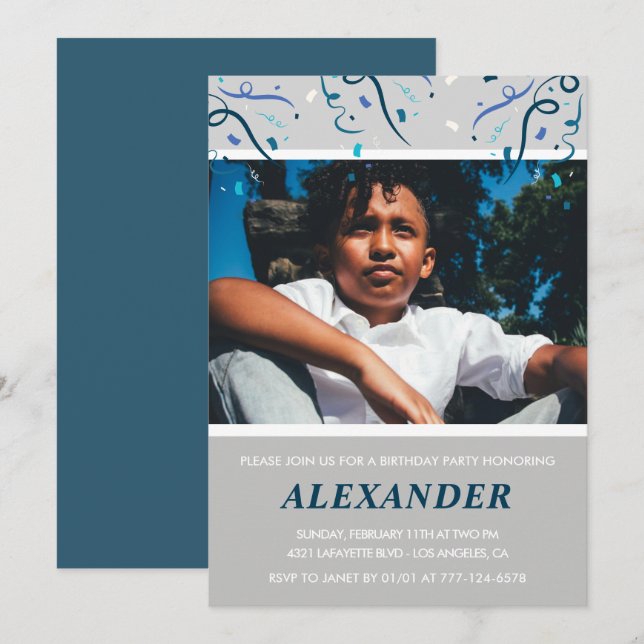 9.ª invitación para el cumpleaños Armada de fotos  (Anverso / Reverso)