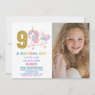9.º Día de Invitaciones a Cumpleaños de Unicornio 