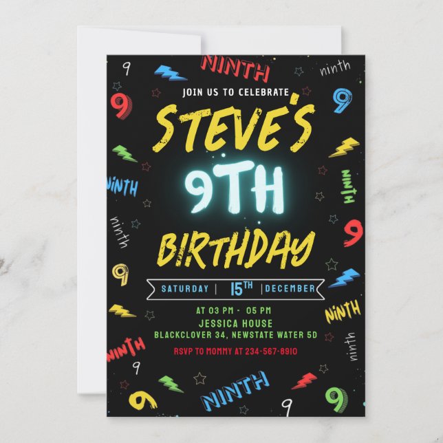9.º Fiesta de invitaciones de cumpleaños (Anverso)