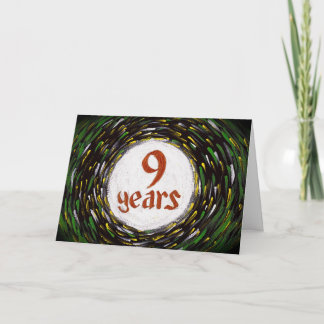 9 años tarjeta de cumpleaños/del aniversario de la