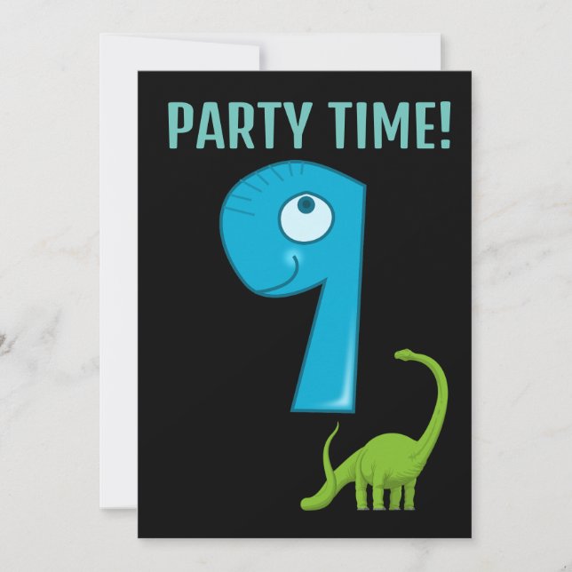 9 CUMPLEAÑOS 9 INVITACIONES DE DINOSAURIO FIESTA (Anverso)