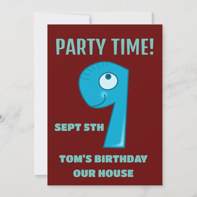 9 CUMPLEAÑOS 9 INVITACIONES DE PERSONALIZADO DE DI (Anverso)