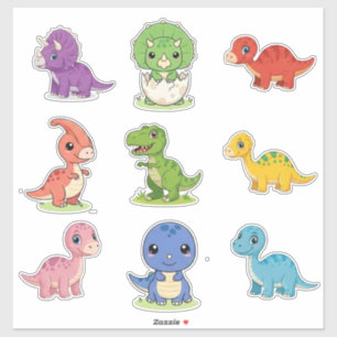 9 Cute Láminas de Pegatinas de Vinilo de Dinosauri