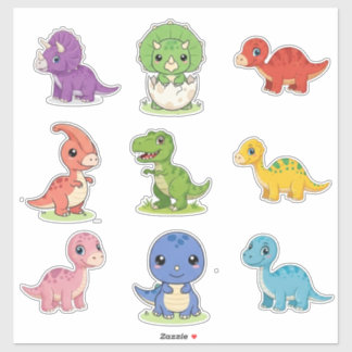 9 Cute Láminas de Pegatinas de Vinilo de Dinosauri