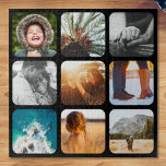 9 Foto Plantilla de rompecabezas para rompecabezas<br><div class="desc">Rompecabezas de fotos 9 personalizadas con marco negro redondeado.</div>