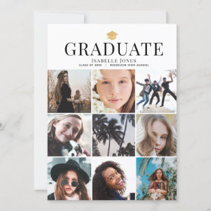 9 Graduación Minimalista en blanco de Collage de f