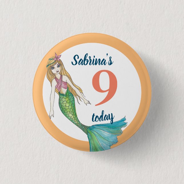 9 Hoy hermosa sirena con botón de pelo rubio (Anverso)