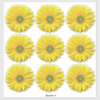 9 Pegatinas de flores de margarita Gerber amarilla