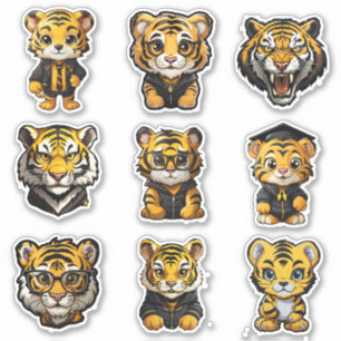 9 Pegatinas de tigres de la Universidad Amarilla y