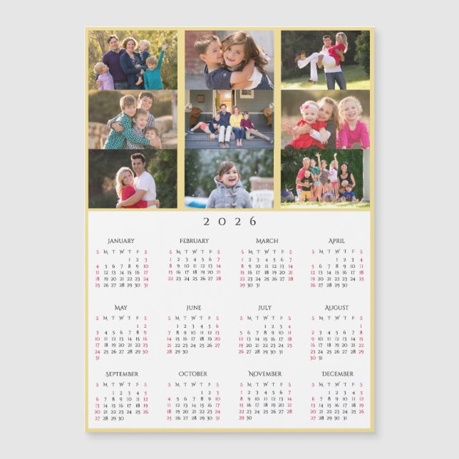 9 Photo Collage Personalized 2026 Family Calendar (Anverso)