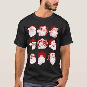 9 Santas - la camiseta de manga corta negra de los