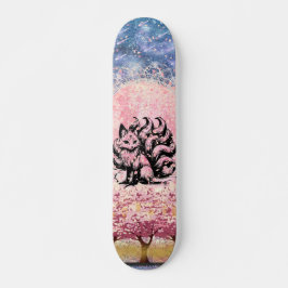 9 Tail Fox Asiatic Pink Cherry Blossom Skateboard
