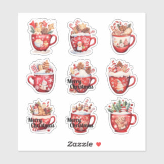 9 Tazas de Navidad Calcomanía de Vinilo Cortada a 