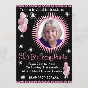 9na invitación de la foto del cumpleaños de los