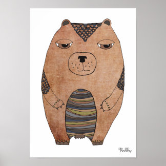 A3 Moderno Ilustracion de arte para niños de oso m