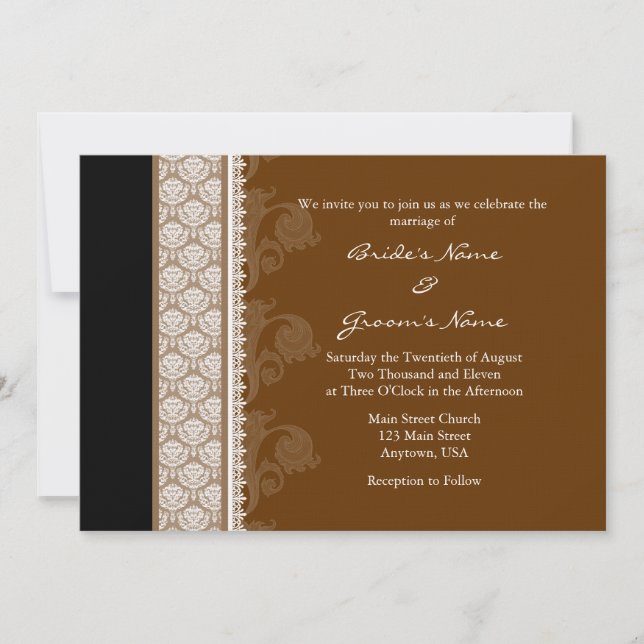 A7 Invitaciones a la boda de la Damasco de chocola (Anverso)