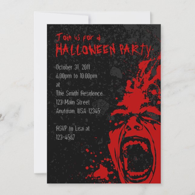 A7 invitaciones sangrientas de Halloween (Anverso)