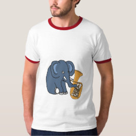 A.C. elefante que juega una camisa de la tuba