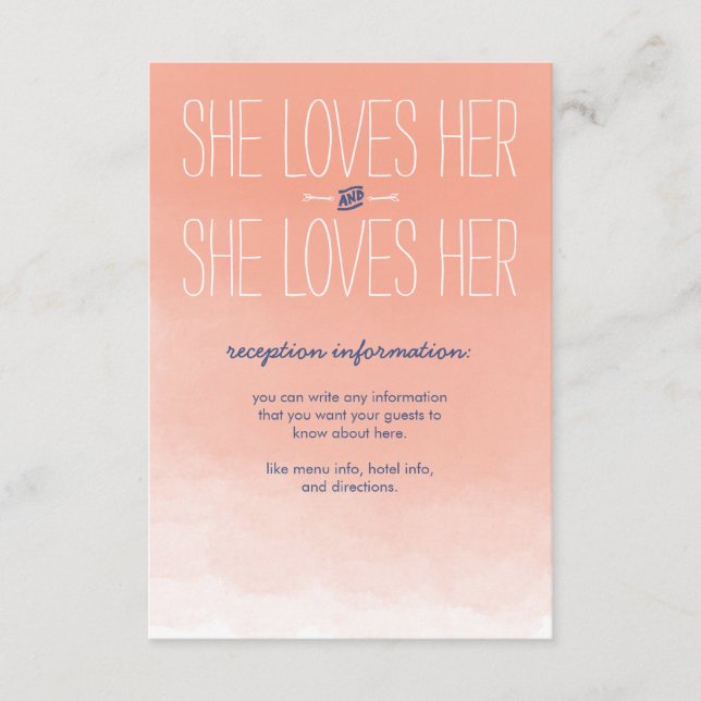 A Ella Le Encanta Su Tarjeta De Recepción De Bodas (Anverso)