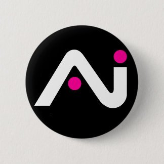 A.i. Logotipo retro del blanco del botón