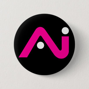 A.i. Logotipo retro del rosa de botón