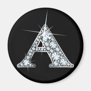 "A" Imán De Impresión De Bling De Diamantes