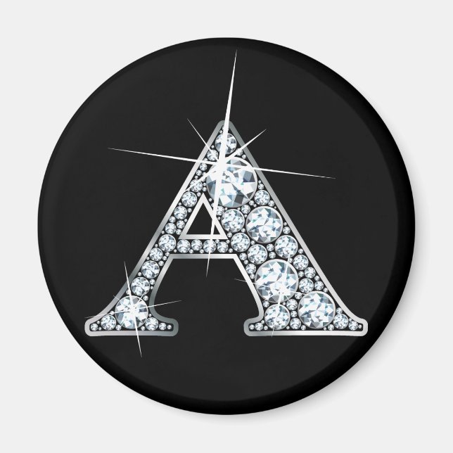 "A" Imán De Impresión De Bling De Diamantes (Frente)
