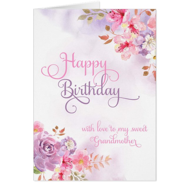 A la abuela, Feliz Cumpleaños acuarela (Frente)