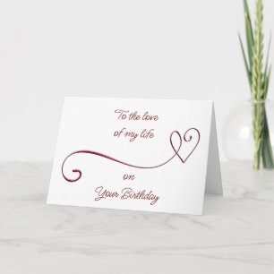 A LA "AMOR DE MI VIDA" en tarjeta de "TU CUMPLEAÑO