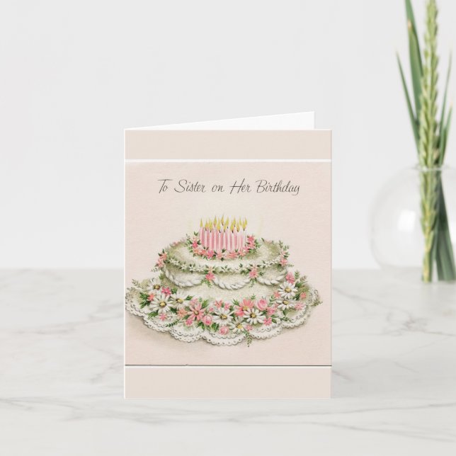 A la hermana en su tarjeta de nota del cumpleaños (Anverso)