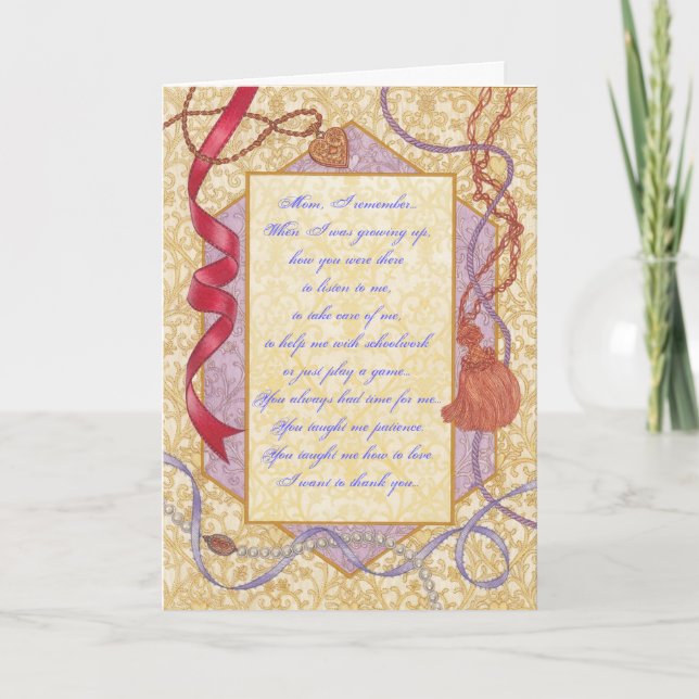 "A la mamá, tarjeta del día de madre de su hijo" (Anverso)