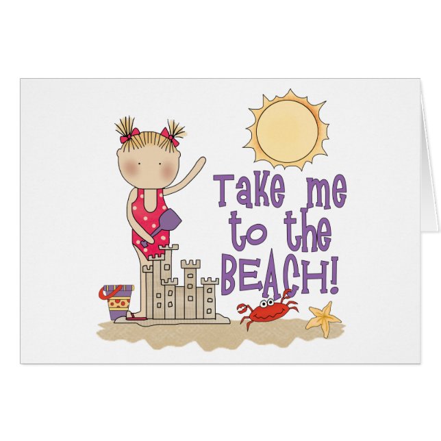 A la tarjeta blanca de la playa (Chica) (Anverso (Horizontal))