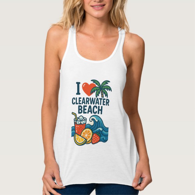 A las mujeres me encanta Clearwater Beach Tank Top (Anverso)