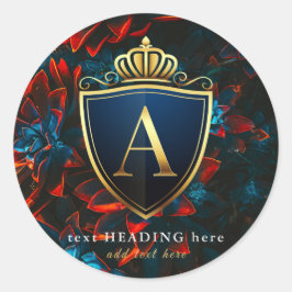 A - Letra Monograma Pegatina redondo