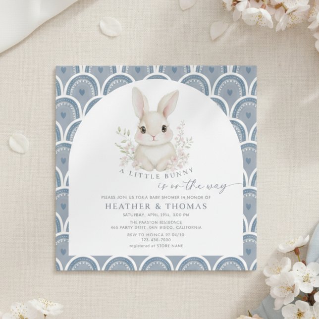 A Little Bunny Dusty Blue Baby Shower Invitation (Subido por el creador)