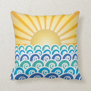 A lo largo de la almohada del azul de las ondas