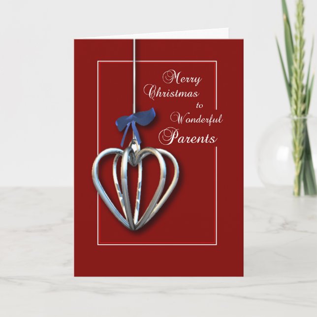 A los padres, tarjeta de Navidad roja (Anverso)