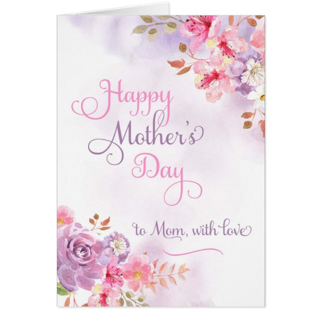 A mamá con amor, feliz Día de la Madre acuarela (Frente)