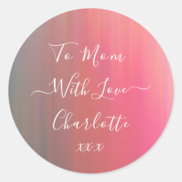 A mamá con amor, rosado y etiqueta Verde azulada d