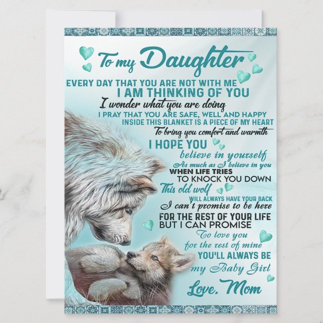 A mi hija, regalo familiar de león, cumpleaños de  (Anverso)