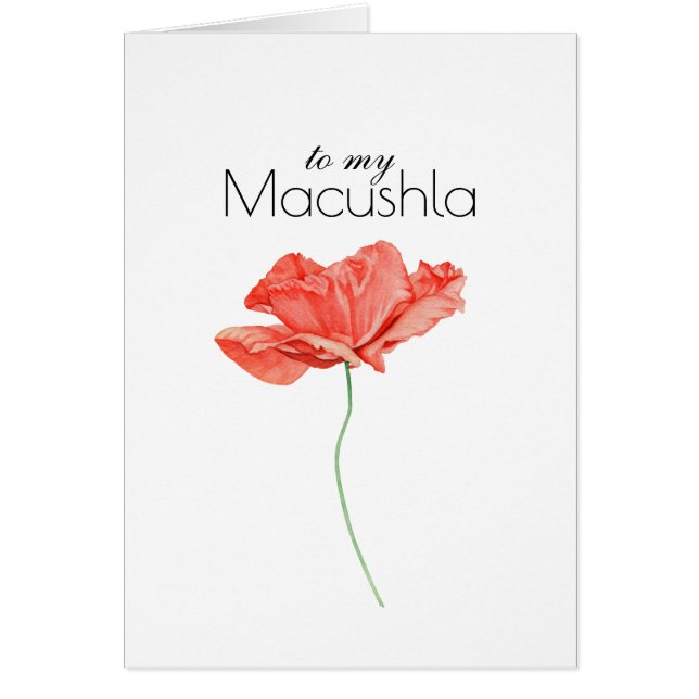A mi Macushla (Darling) con hermosa amapola roja (Frente)
