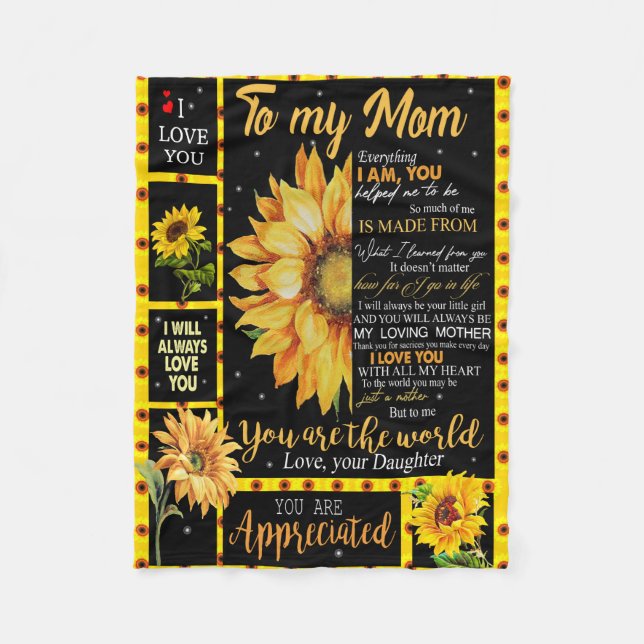 a mi madre manta de girasol negro, regalo para la  (Anverso)