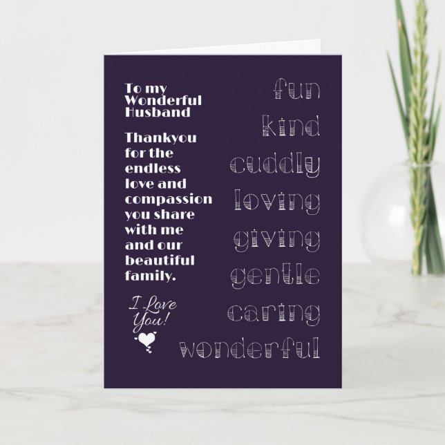 A mi maravillosa tarjeta de marido (Anverso)