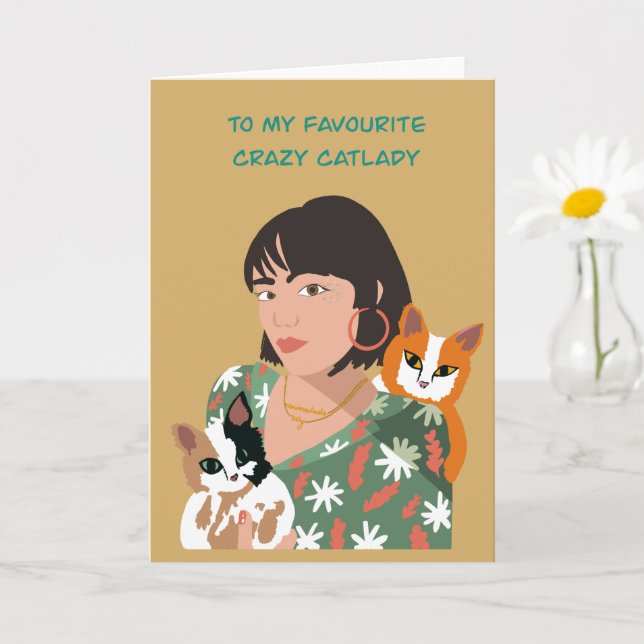 A mi tarjeta de loca señora de los gatos (Planta pequeña)