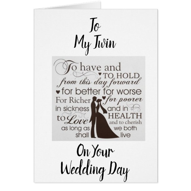 A MI ***TWIN*** EN SU **DÍA DE BODA*** (Frente)