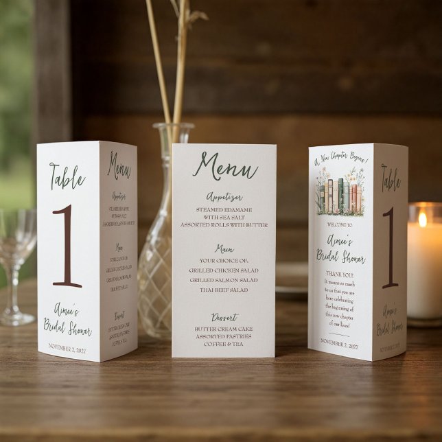 A New Chapter Begins!  Bridal Shower Menu Trifold  (Subido por el creador)