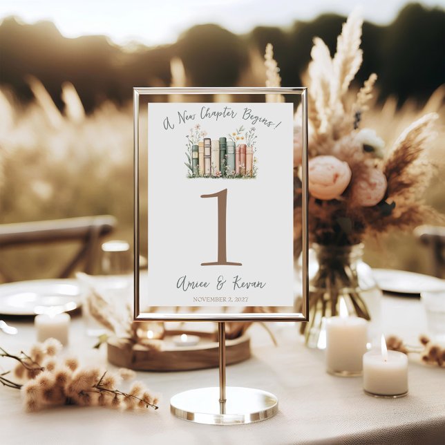A New Chapter Begins! Wedding Table Number Signs (Subido por el creador)