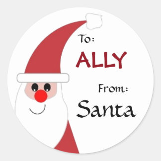 A niño de la etiqueta de regalo SANTA rojo y blanc