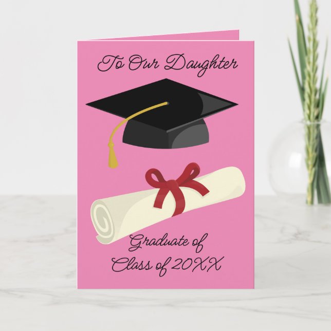 A Nuestra Tarjeta De Saludo De Graduación De Hijas (Anverso)
