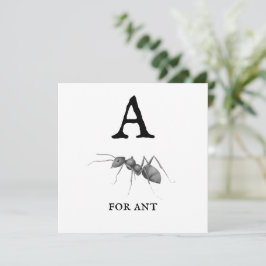 "A" para tarjeta plana de hormiga